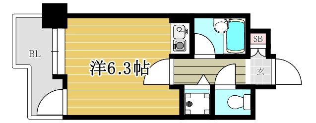 朝日プラザ博多IV(ワンルーム/8階)の間取り写真