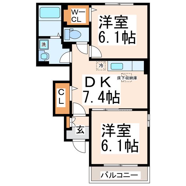 カントリー・ローズA B(2DK/1階)の間取り写真