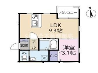 GRASE下六万寺町(1LDK/1階)の間取り写真