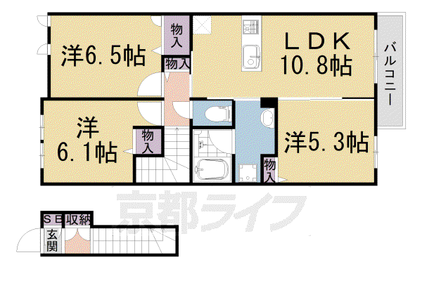 テラ パークス(3LDK/2階)の間取り写真