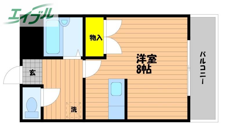 セントフォレスト北長瀬(1K/5階)の間取り写真