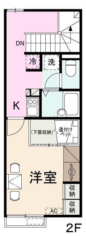 アヴニール元山(1K/2階)の間取り写真