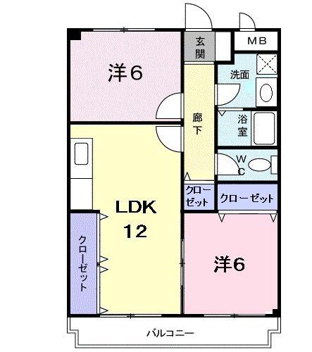 ヴィラプランタンI(2LDK/3階)の間取り写真