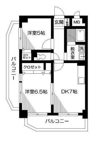 ルーセント方南(2DK/2階)の間取り写真