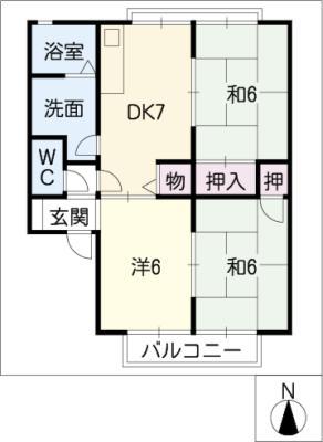 セジュール仁連木(3DK/2階)の間取り写真