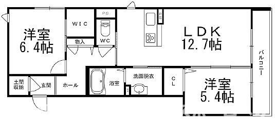 レジデンスクラジREJIDENCE KURAJI(2LDK/1階)の間取り写真