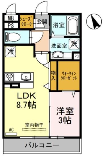 メゾンドールM(1LDK/1階)の間取り写真