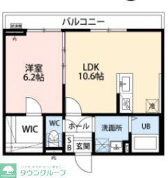 三ツ池BASE(1LDK/2階)の間取り写真