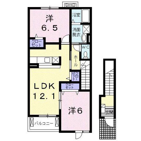 ペアセロベE(2LDK/2階)の間取り写真
