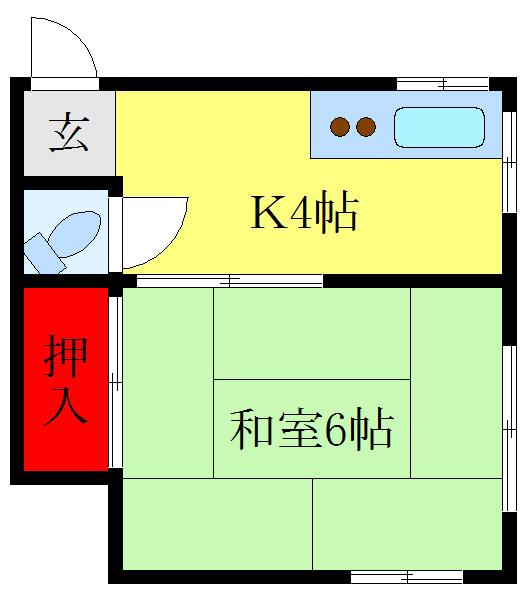 中澤荘(1K/2階)の間取り写真