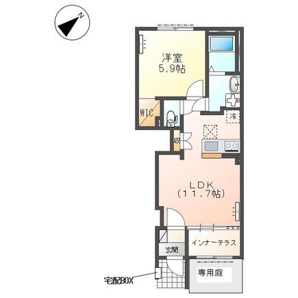 間々田アパート(1LDK/1階)の間取り写真