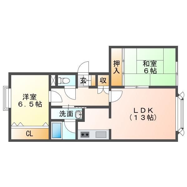 コーポMNO.5(2LDK/1階)の間取り写真