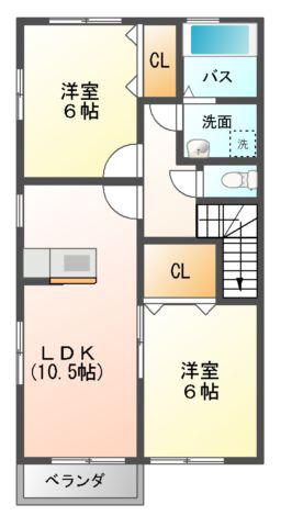 グランツ(2LDK/2階)の間取り写真