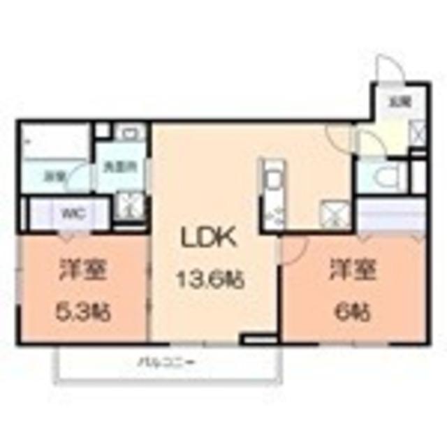 ルオント(2LDK/2階)の間取り写真