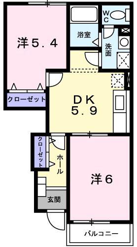 フェアリー巻(2DK/1階)の間取り写真