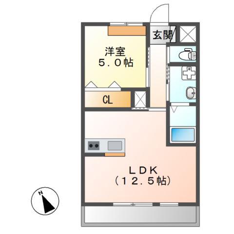 エスカーザ(1LDK/2階)の間取り写真