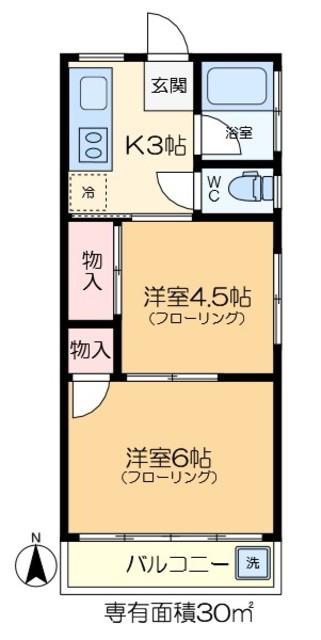 千代田ハイツ(2K/3階)の間取り写真