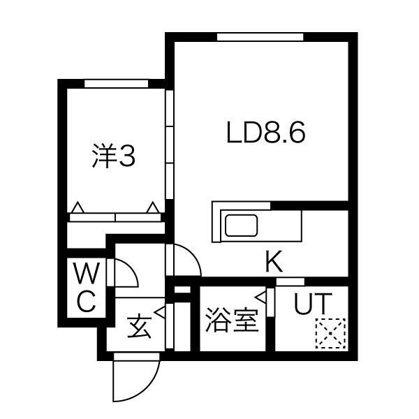 GRAND ONE SAPPORO(1LDK/4階)の間取り写真