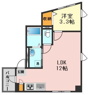 みどりハイツ(1LDK/2階)の間取り写真