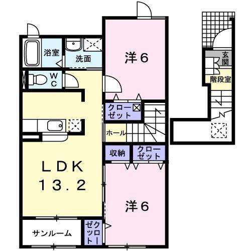 モン・プレジール II(2LDK/2階)の間取り写真
