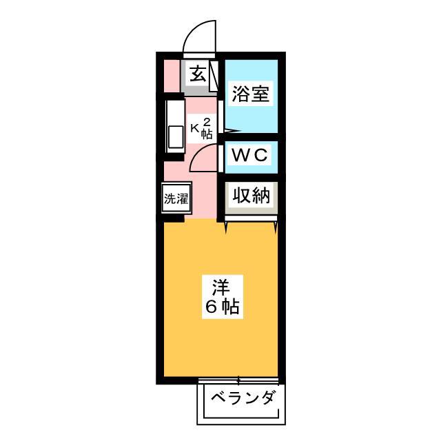 インパクト(ワンルーム/2階)の間取り写真