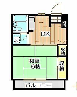 新屋敷ビル(1DK/6階)の間取り写真