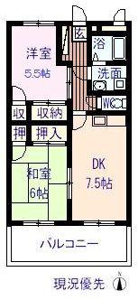 ウルラ神島U(2DK/2階)の間取り写真