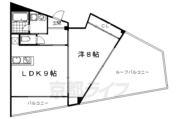 グランコスモ出町柳II(1LDK/4階)の間取り写真