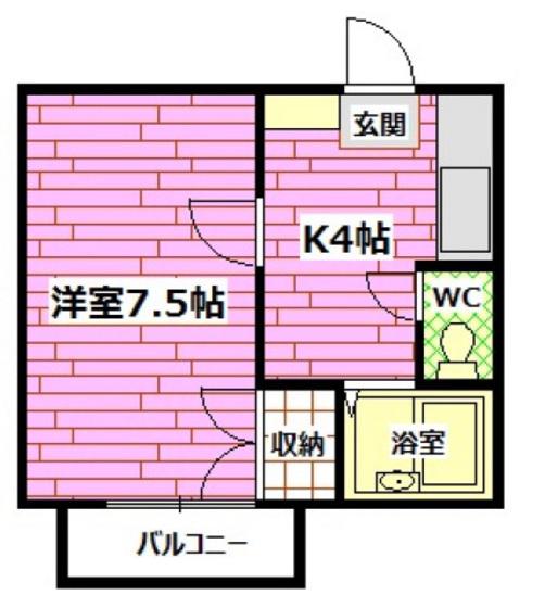 エスポアールM(1K/1階)の間取り写真