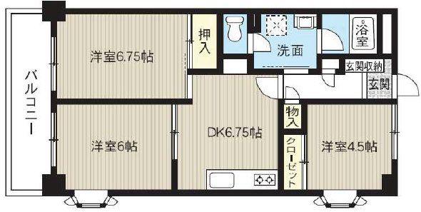 サントミグランドールマンション(3DK/2階)の間取り写真