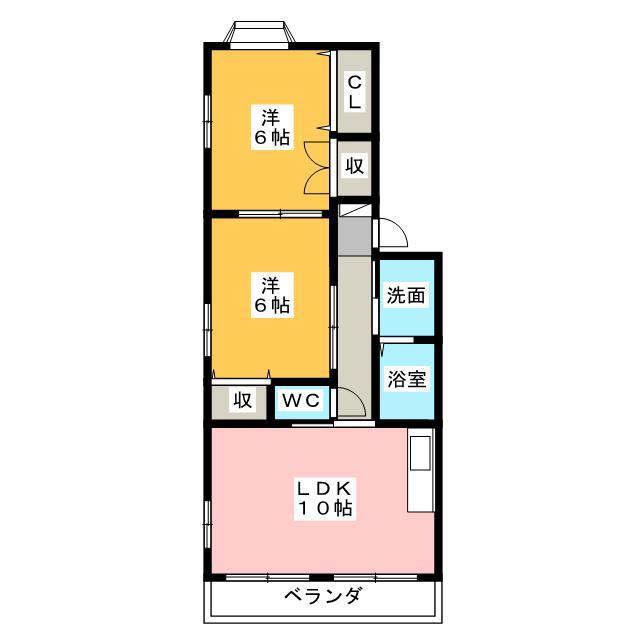 グランデージ志都呂館I(2LDK/2階)の間取り写真