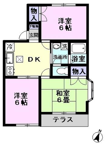 パークアベニュー2番館(3DK/1階)の間取り写真