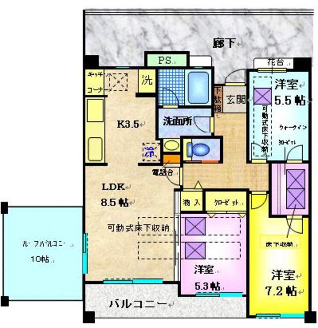 らくりーぶ21忠生(3LDK/2階)の間取り写真