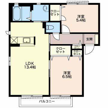 サンライズ(2LDK/1階)の間取り写真