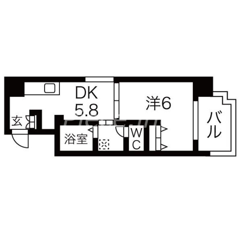 GALLERY谷町(1DK/3階)の間取り写真