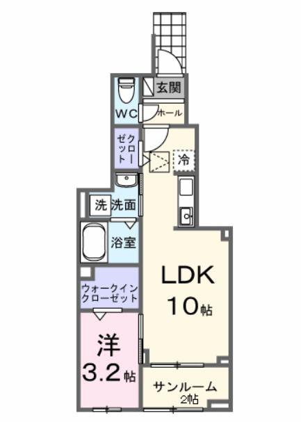 ニューデフィ藤(1LDK/1階)の間取り写真