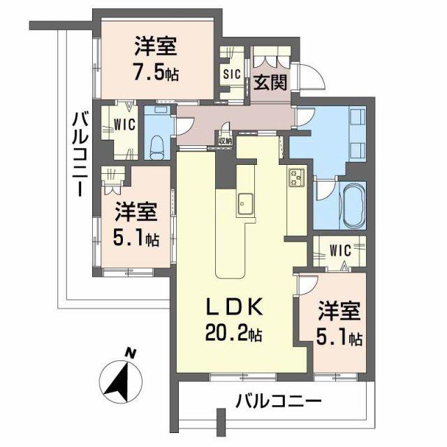 BALLOONFLOWER サウス(3LDK/3階)の間取り写真