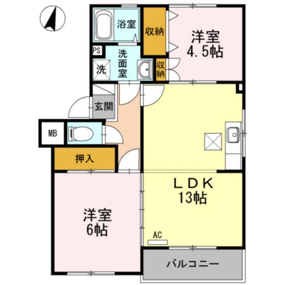 ドミール串戸(2LDK/3階)の間取り写真
