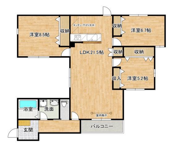 江波東AP(3LDK/1階)の間取り写真