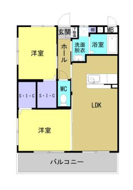 恒久南Tマンション(2LDK/1階)の間取り写真