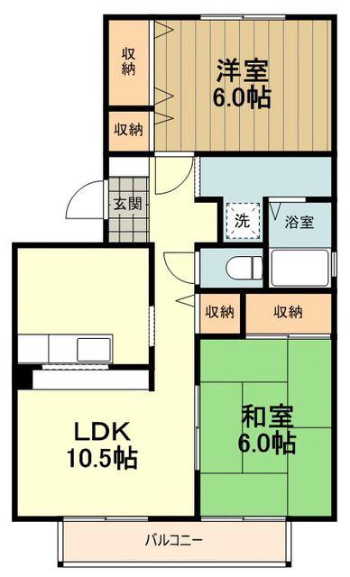 コーポマツバAB(2LDK/1階)の間取り写真