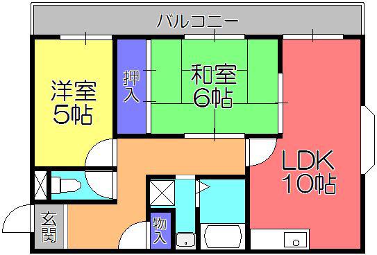 サンリバージュ(2LDK/3階)の間取り写真
