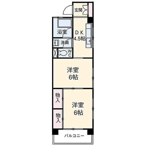 ライフステージ平安通(2DK/4階)の間取り写真