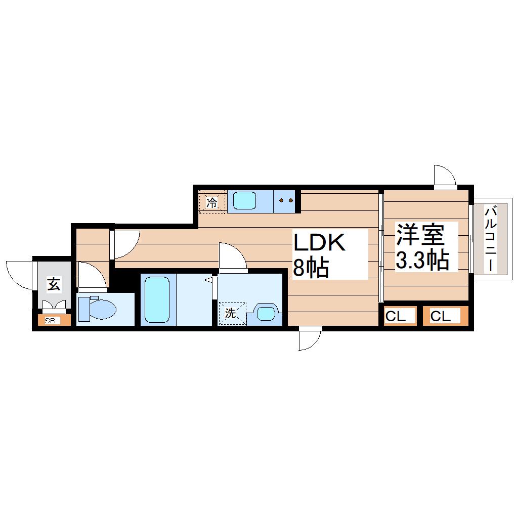 シエル宮町I(1LDK/1階)の間取り写真