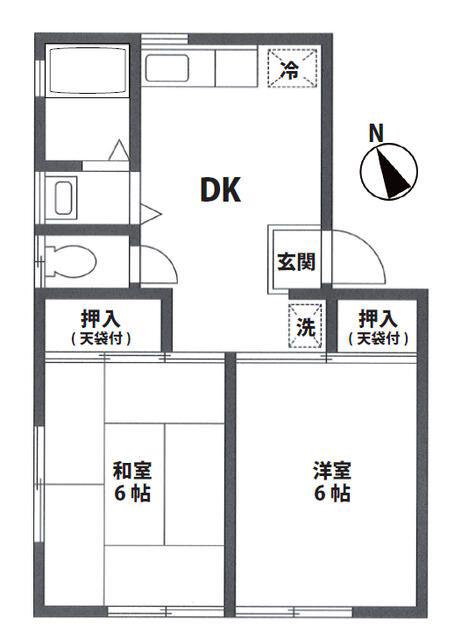 センチュリーヒルズ(2DK/1階)の間取り写真