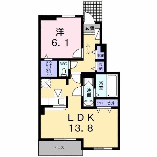 モン・レーヴ(1LDK/1階)の間取り写真