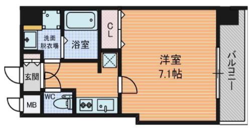 W-STTYLE大阪谷町(1K/4階)の間取り写真