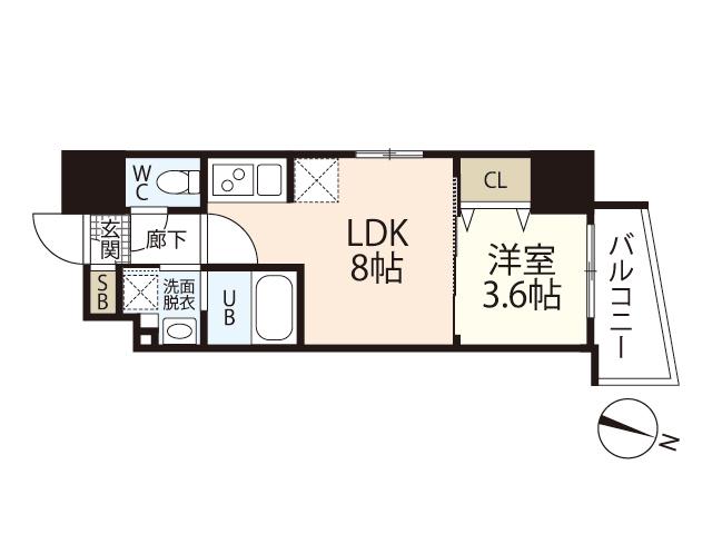 S-RESIDENCE広島駅イースト(1LDK/3階)の間取り写真