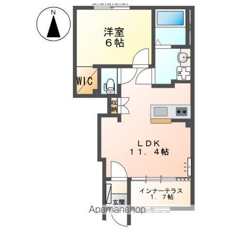 リヤンII(1LDK/1階)の間取り写真