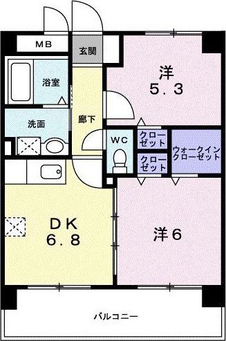 マルワシャルマンIII(2DK/2階)の間取り写真